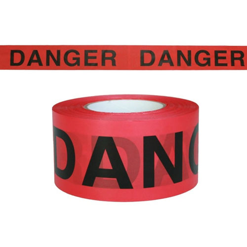  Presco Red Biodegradable Barricade Tape - 3&quot; x 150&#39; - Case of 16 Rolls (2 Legends Available)