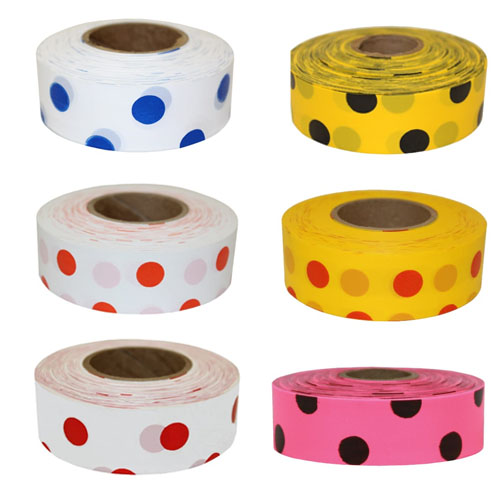  Presco Patterned Polka Dot Roll Flagging - 12 Rolls (6 Colors Available)
