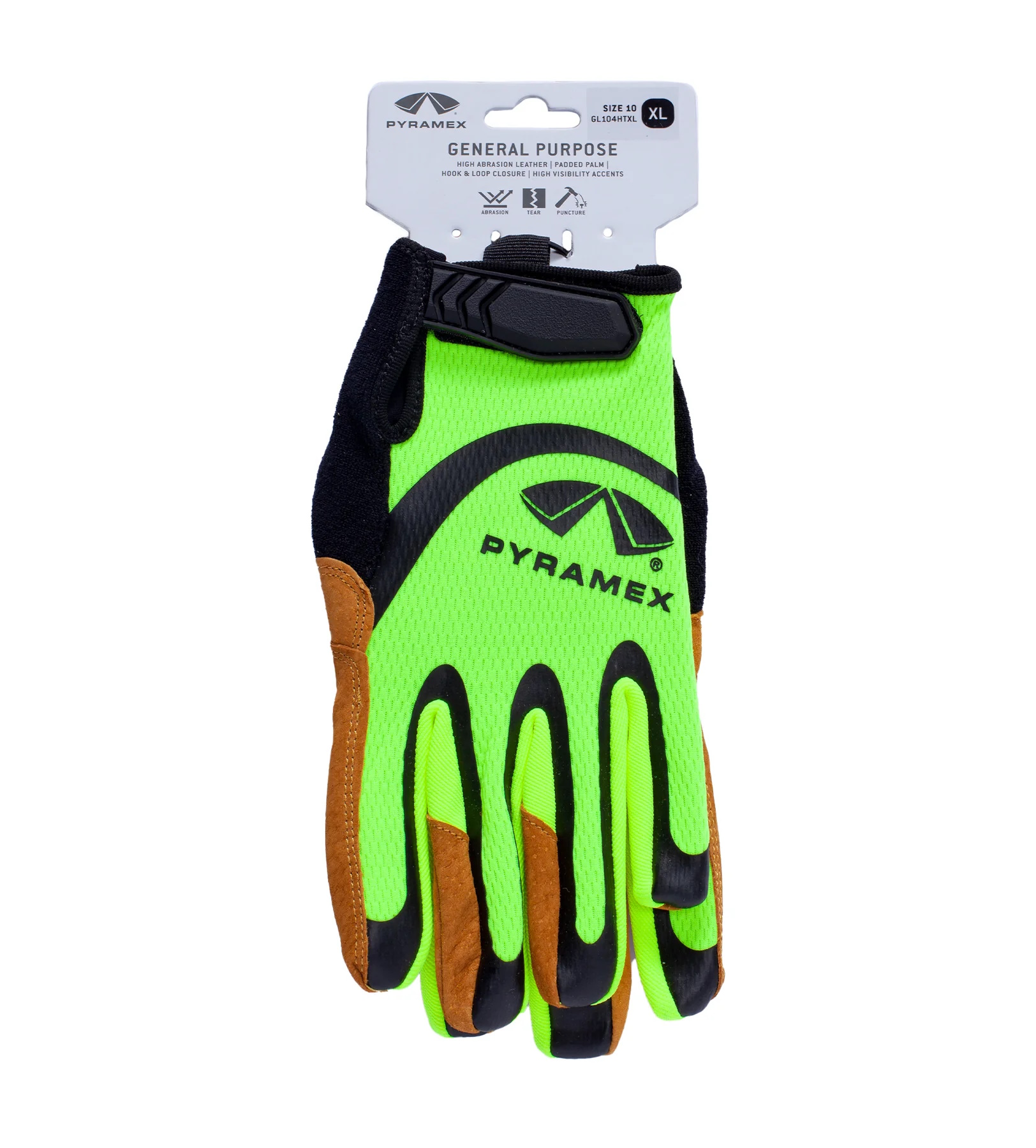 Pyramex Abrasion Resistant Leather Palm Gloves Hangtag, Size L
