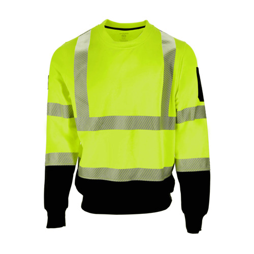 RefrigiWear HiVis Crewneck Sweatshirt with Reflective Tape, Lime - (8 Sizes Available)