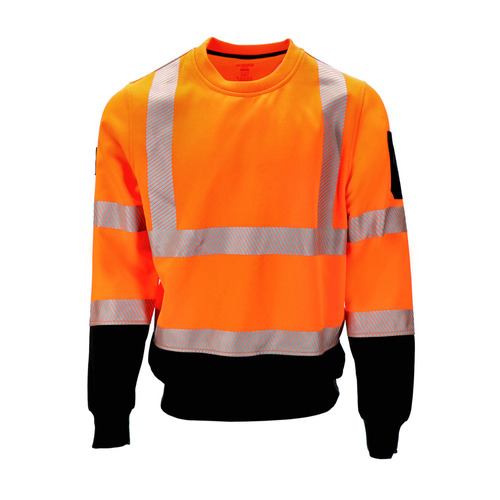 RefrigiWear HiVis Crewneck Sweatshirt with Reflective Tape, Orange - (8 Sizes Available)