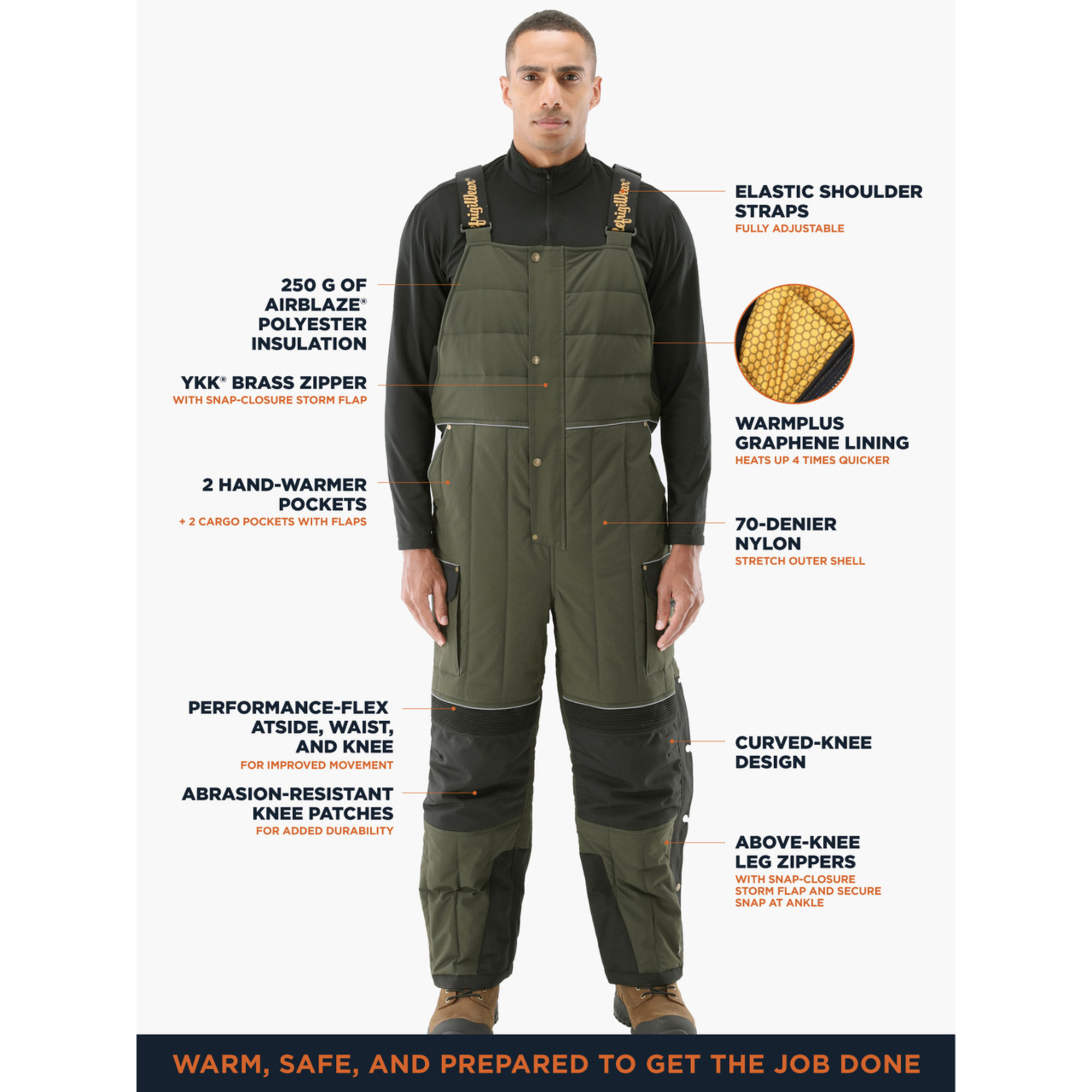 RefrigiWear 54 Gold Bib Overalls (Comfort Rating -54F) Green - (8