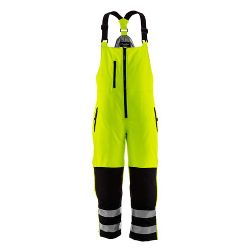  RefrigiWear HiVis Insulated Softshell Bib Overalls (Comfort Rating -20F) Lime/Black - (8 Sizes Available)