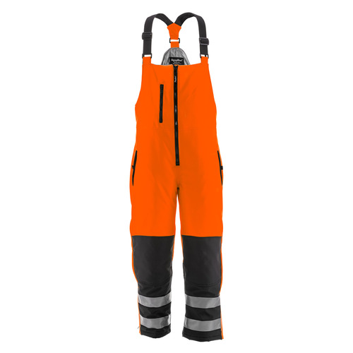 RefrigiWear HiVis Insulated Softshell Bib Overalls (Comfort Rating -20F) Orange/Black - (8 Sizes Available) ET17942