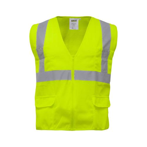  RefrigiWear Zipper Mesh Safety Vest, Lime - (7 Sizes Available)