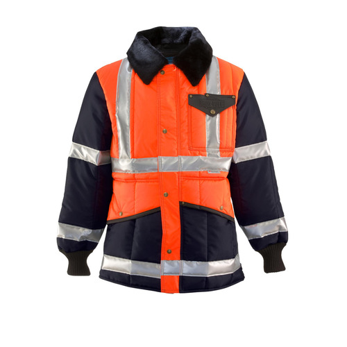  RefrigiWear HiVis Iron-Tuff Two-Tone Jackoat (Comfort Rating -50F) - Regular Fit, Orange/Navy - (7 Sizes Available)