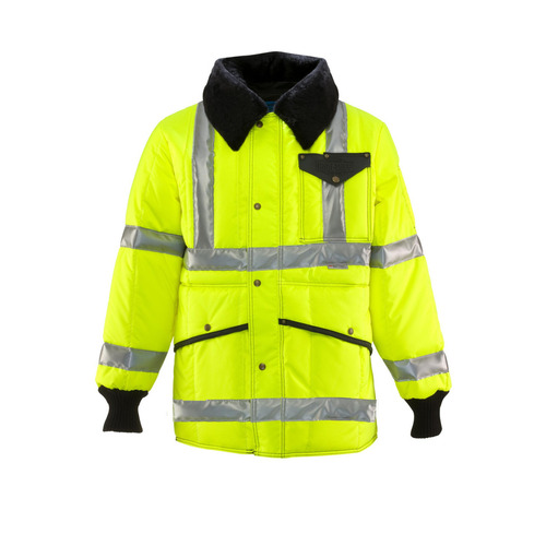  RefrigiWear HiVis Iron-Tuff Jackoat with Reflective Tape (Comfort Rating -50F) - Regular Fit, Lime/Silver - (3 Sizes Available)