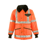 RefrigiWear HiVis Iron-Tuff Jackoat with Reflective Tape (Comfort Rating -50F) - Regular Fit, Orange/Silver - (2 Sizes Available) ET19258