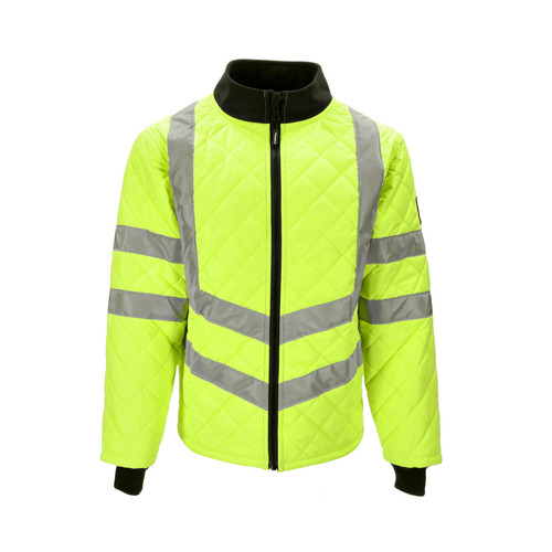  RefrigiWear HiVis Diamond Quilted Jacket (Comfort Rating 30F) Lime - (8 Sizes Available)