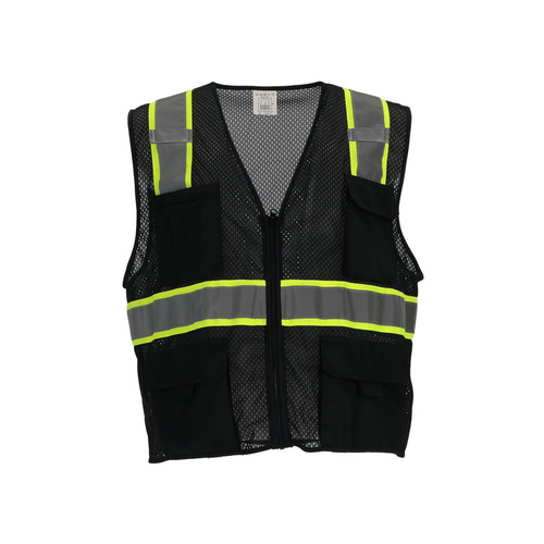  RefrigiWear Safety Vest with Pockets &amp; Radio Loop, Black - (7 Sizes Available)