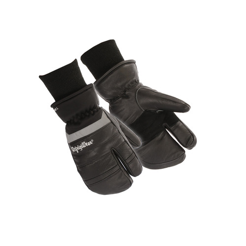   RefrigiWear Insulated 3-Finger Leather Mitt (Comfort Rating -25F) Black - (2 Sizes Available)