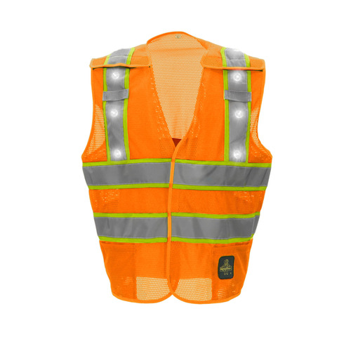 RefrigiWear HiVis Safety Vest with LED Lights, Orange - (7 Sizes Available)