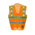 RefrigiWear HiVis Safety Vest with LED Lights, Orange - (7 Sizes Available) ET19301