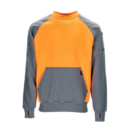  RefrigiWear Two-Tone HiVis Crewneck Sweatshirt, Charcoal/Orange - (8 Sizes Available)
