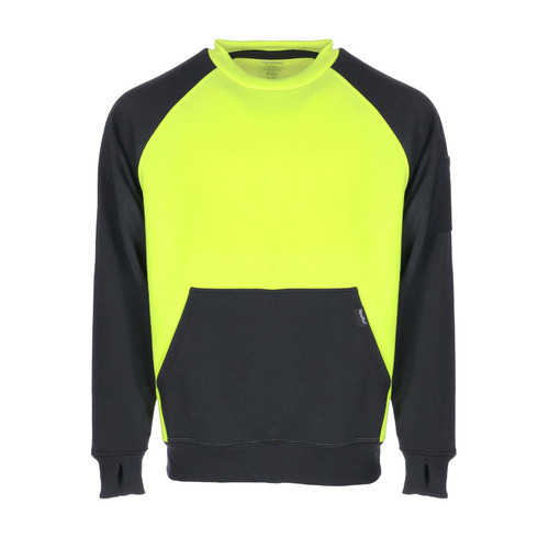  RefrigiWear Two-Tone HiVis Crewneck Sweatshirt, Black/Lime - (8 Sizes Available)