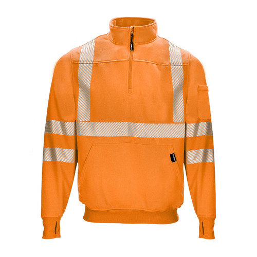  RefrigiWear HiVis Quarter-Zip Sweatshirt, Orange - (8 Sizes Available)
