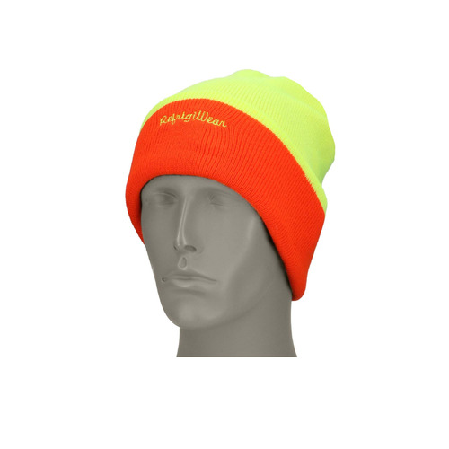  RefrigiWear HiVis Reversible Knit Cap (One Size Fits All), Orange/Lime - 6390RHLOOSA