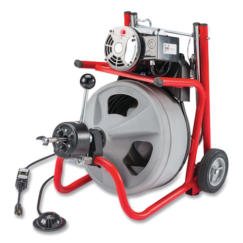 Ridgid K-400 Drum Machine Drain Cleaner, 115 V, 1-1/2 in - 3 in dia Line, Incl AUTOFEED®/C32 IW 3/8 in x 75 ft Cable/T-260 Set - 632-27008