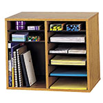 Safco Wood Adjustable Literature Organizer - 12 Compartment 9420MO (Medium Oak) ES3837