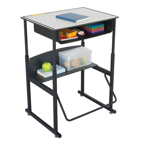 Safco AlphaBetter 28" x 20" Height Adjustable Desk with Beige Top and Book Box - 1202BE