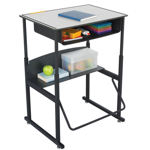 Safco AlphaBetter 28" x 20" Height Adjustable Desk With Gray Premium Top and Book Box - 1204GR