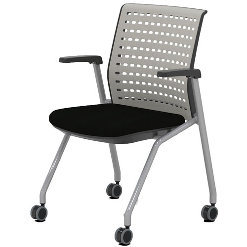Safco Thesis Stacking and Nesting Training Chair - Static Back with Arms - 2 Chairs - KTS1SGBLK