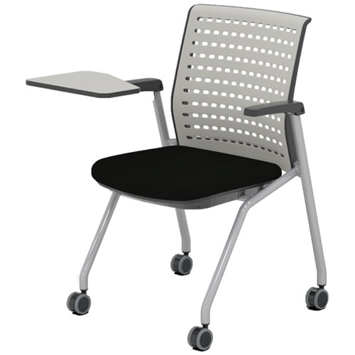 Safco Thesis Stacking and Nesting Training Chair - Static Back with Tablet - 2 Chairs - KTS3SGBLK