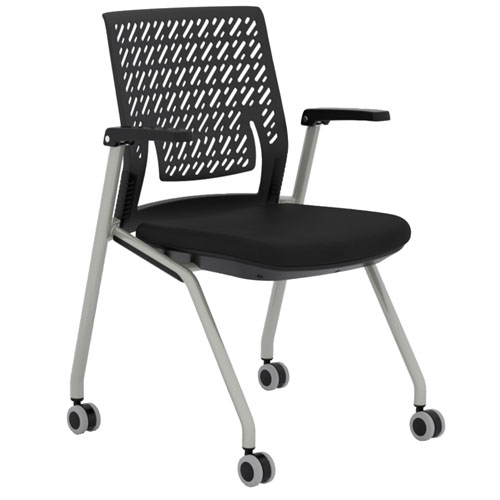 Safco Thesis Stacking and Nesting Training Chair - Flex Back with Arms - 2 Chairs - KTX1SBBLK