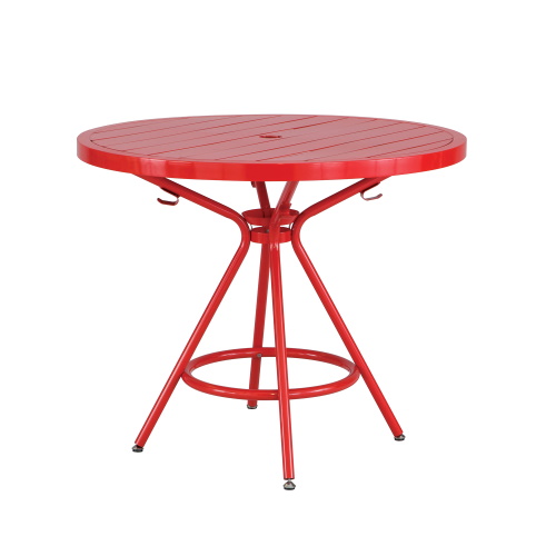 Photograph of the Safco&#39;s CoGo Steel Outdoor/Indoor 36&quot; Round Table - (Red)
