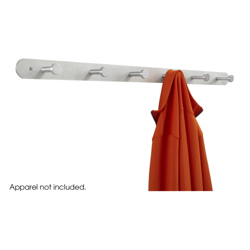 Photograph of Safco Nail Head Coat Hook, 6-Hook (Qty. 6), Satin Aluminum - 4202