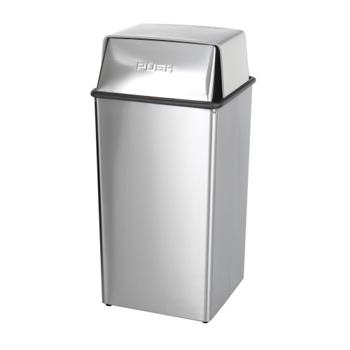 Safco Stainless Steel 36-Gallon Receptacle with Push Door Lid - 9705