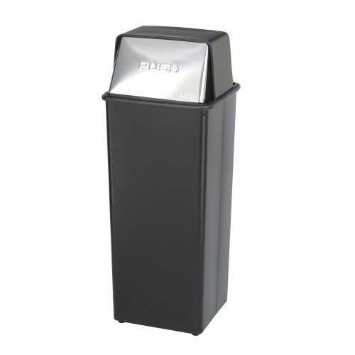  Safco Reflections By Safco Push Top Receptacle, 21-Gallon, Black - 9893