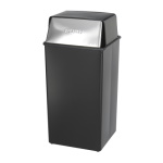 Safco Reflections By Safco Push Top Receptacle, 36-Gallon, Black - 9895 ET11315