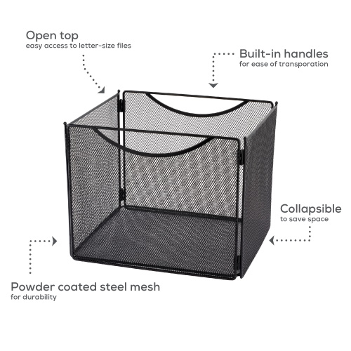 Photograph of the Safco Onyx Mesh Desktop Box File, 10"D - 6 Pack, Black - 2170BL