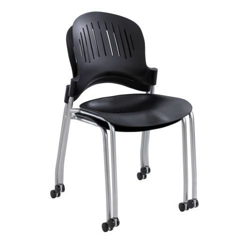 Photograph of Safco Zippi Plastic Stack Chair - 2 Pack, Black - 3385BL