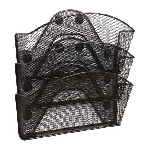 Photograph of  Safco Onyx Magnetic Mesh Triple File Pocket - 6 Pack, Black - 4175BL