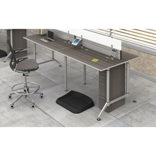 Photograph of the Safco EVEN, 48" Slatwall Topper Panel, made for use with EVEN™ Worktables which Create privacy or extra style.