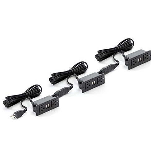 Photograph of Safco Power Module with 2 Power and 2 USB Outlets, 1 Daisy Chain - MRPM3BLK