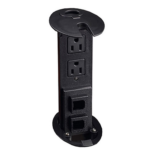 Photograph of Safco 3&quot;W x 4.5&quot;D x 8&quot;H Power and Data Module, Black Tower, 2 Power and 2 Data Outlets - PMR22