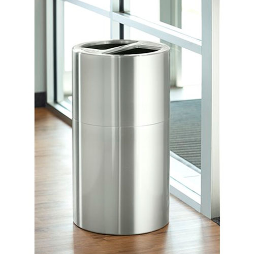 Photograph of Safco Dual Recycling Receptacle, Stainless Steel - 9931SS
