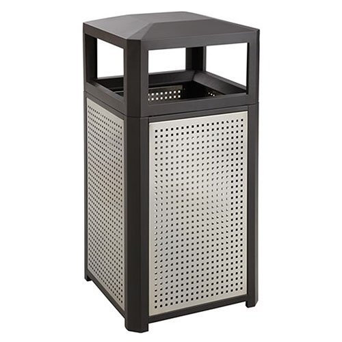 Evos Series Steel Waste Container, 38 gal, Steel, Black Evos Series Steel Waste Container, 38 gal, Steel, Black