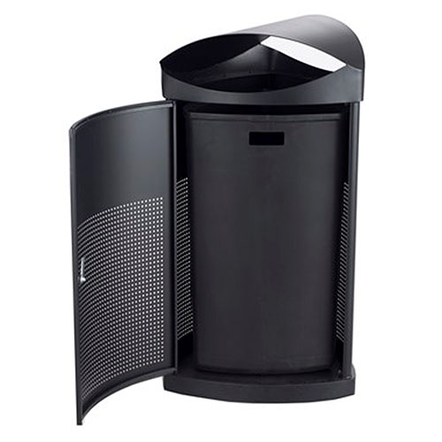 Photograph of Safco Nook Indoor/Outdoor Waste Receptacle, Black - 9968BL