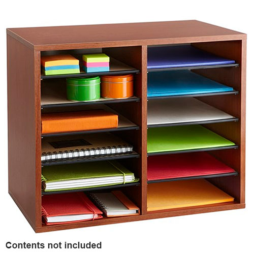 Photograph of Safco Wood Adjustable Literature Organizer, 12 Compartment - (3 Colors Available)