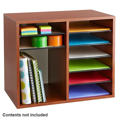 Photograph of Safco Wood Adjustable Literature Organizer, 12 Compartment - (3 Colors Available)