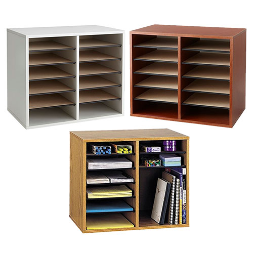 Safco Wood Adjustable Literature Organizer, 12 Compartment - (3 Colors  Available) - EngineerSupply