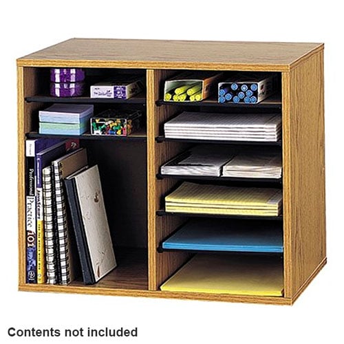 Photograph of Safco Wood Adjustable Literature Organizer, 12 Compartment - (3 Colors Available)