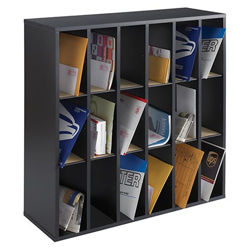 Photograph of  Safco Wood 18-Compartment Mail Sorter, Black - 7765BL