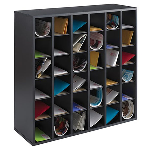 Photograph of Safco Wood 36 Compartment Mail Sorter, Black - 7766BL