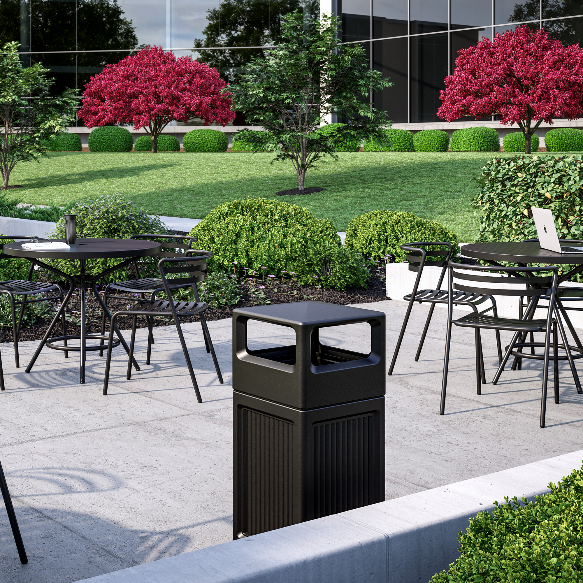 Safco Canmeleon Recessed Panel with Side Opening Trash Can, 15 Gallon - (2 Colors Available)