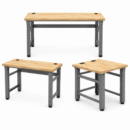  Safco TechWorks™ 24" Adjustable Straight Bench with Butcher Block Surface - (3 Options Available)